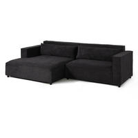 ECKSOFA Ottomane links Geflechtstoff 266x150x80 anthrazit FINN - Anthrazit, Textil (150/266cm) - Massivmoebel24