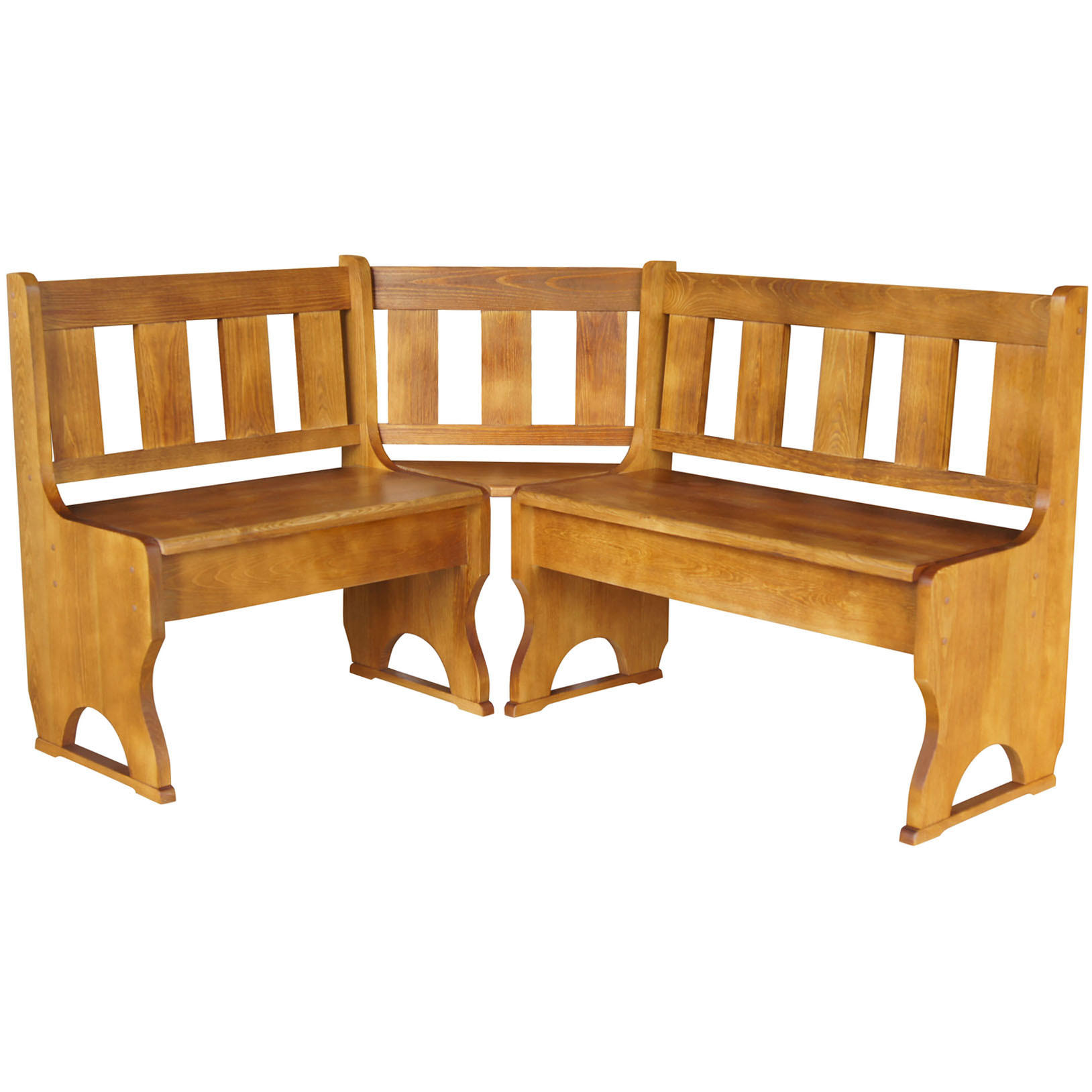 ECKBANK aus Massivholz mit Sprossenrücken, 180 x 160cm, Farbe Eiche - Eichefarben, Holz (180/160cm)