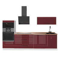 KUHINJA Fame-Line, Bordo rdeča barva visokega sijaja/Bela, 280 cm, DP Hrast - bela/bordo, leseni material (280/153.6/60cm) - Vicco