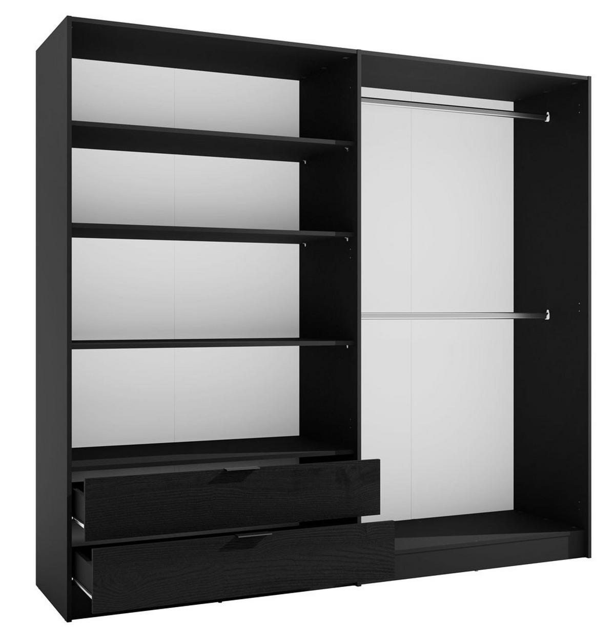 KLEIDERSCHRANK Ulm schwarz / Eiche Artisan 220,5 / 54 / 203cm - Eichefarben/Multicolor, Holz/Holzwerkstoff (221/203/54cm) - Feldmann-Wohnen