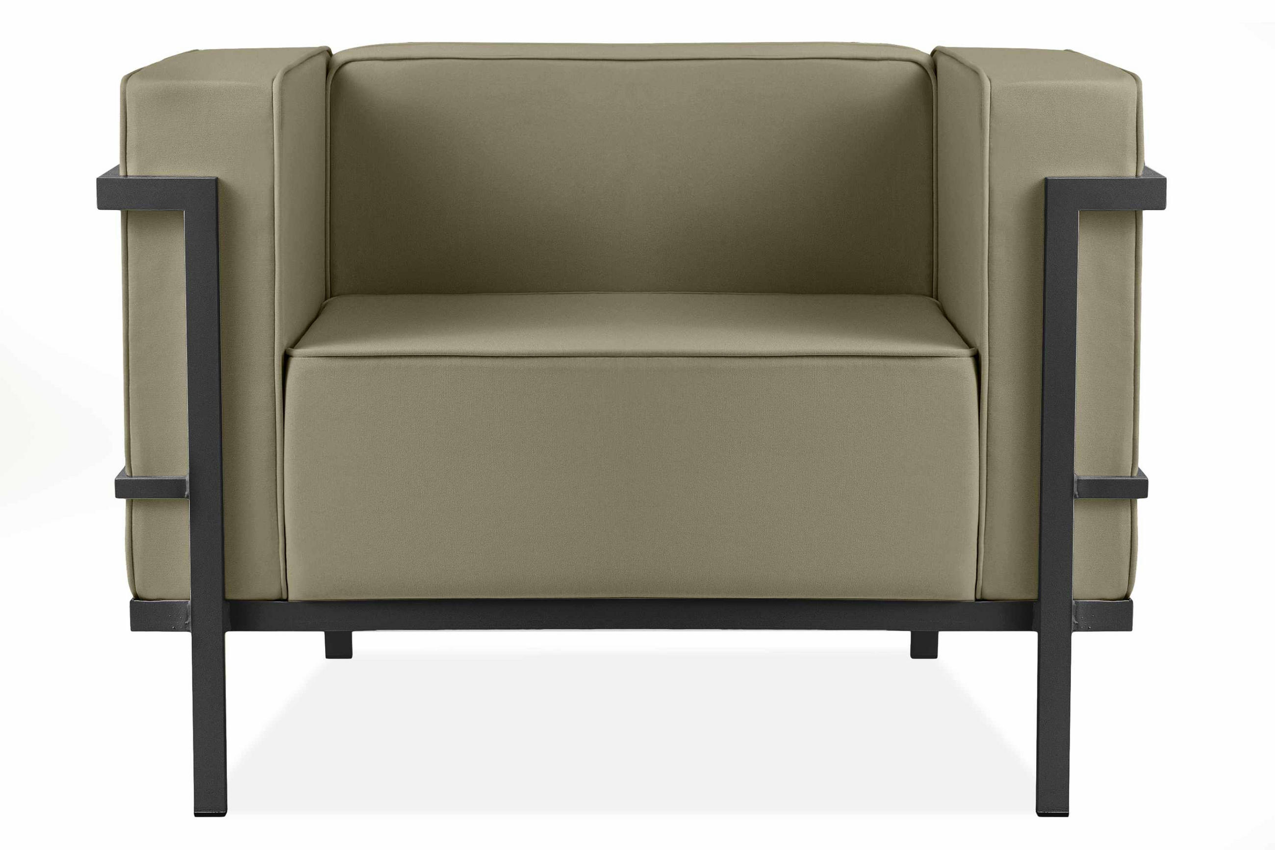 GARTENSESSEL TRIGLO Stahlgestell, Modern, Dunkelgrau/Beige - Dunkelgrau/Beige, Textil/Metall (99/70/69cm) - KONSIMO®