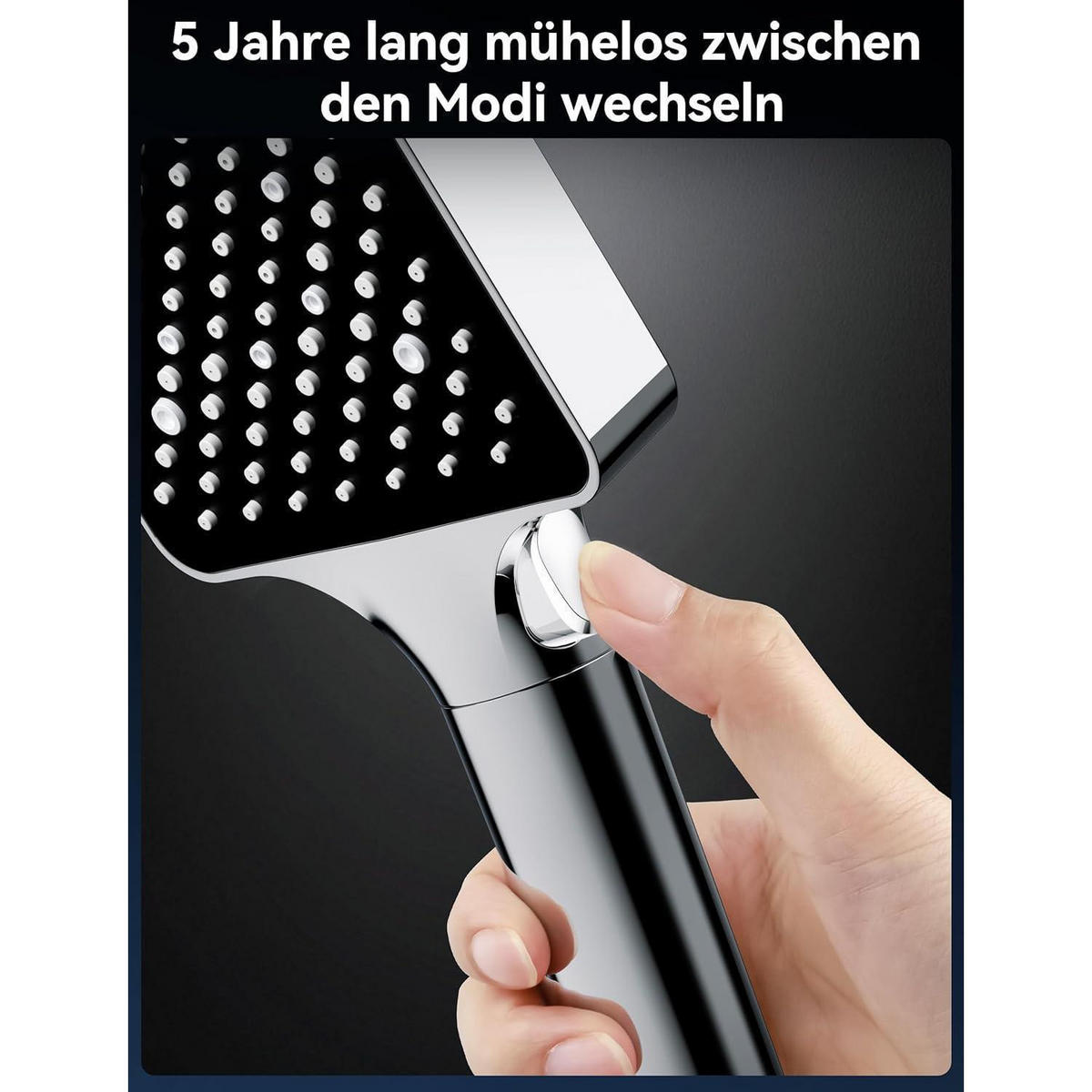 HANDBRAUSE 6 Strahlarten Hochdruck Wassersparend Schwarz - Schwarz, Kunststoff (10.5/12.7/27cm)
