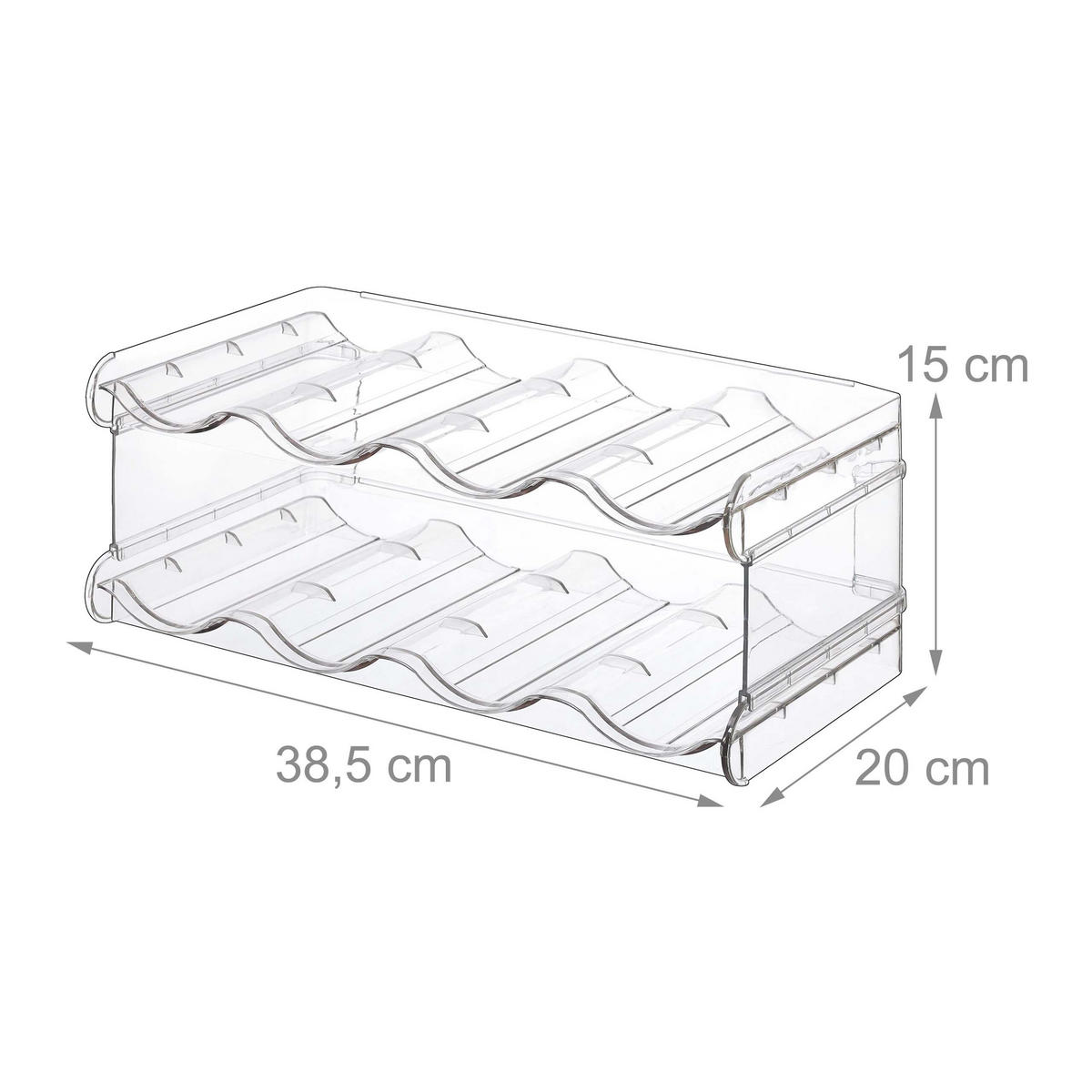 FLASCHENREGAL Transparent stapelbar Kunststoff 8 Flaschen - Transparent, Kunststoff (38.5/15/20cm) - Relaxdays