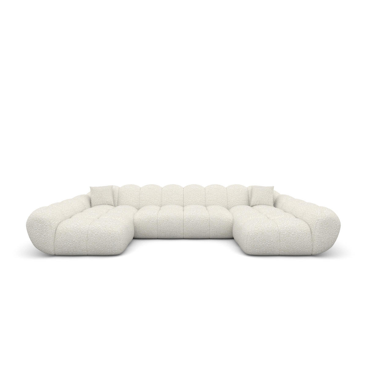 WOHNLANDSCHAFT Liva Weiß Bouclé U-Form XXL Studio - Weiß, Textil (330/70/160cm) - VAROYAL