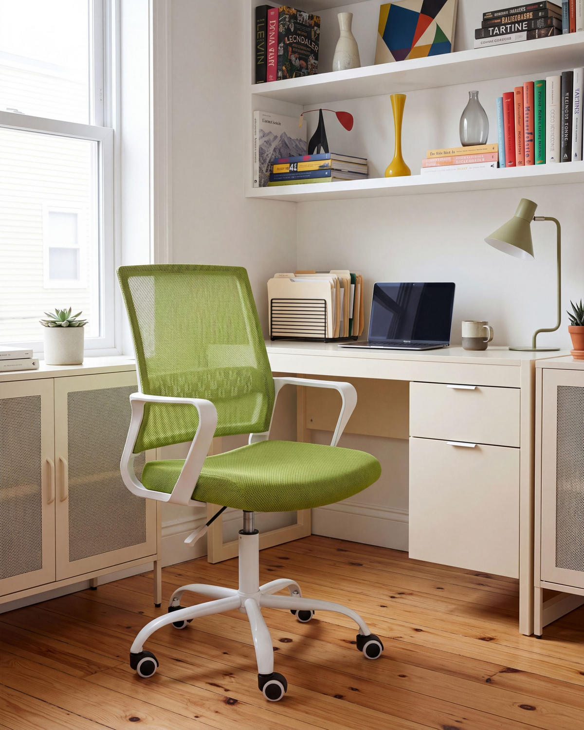 BÜROSTUHL Limettengrün Ease - Limette, Textil (54/94/54cm) - Beliani
