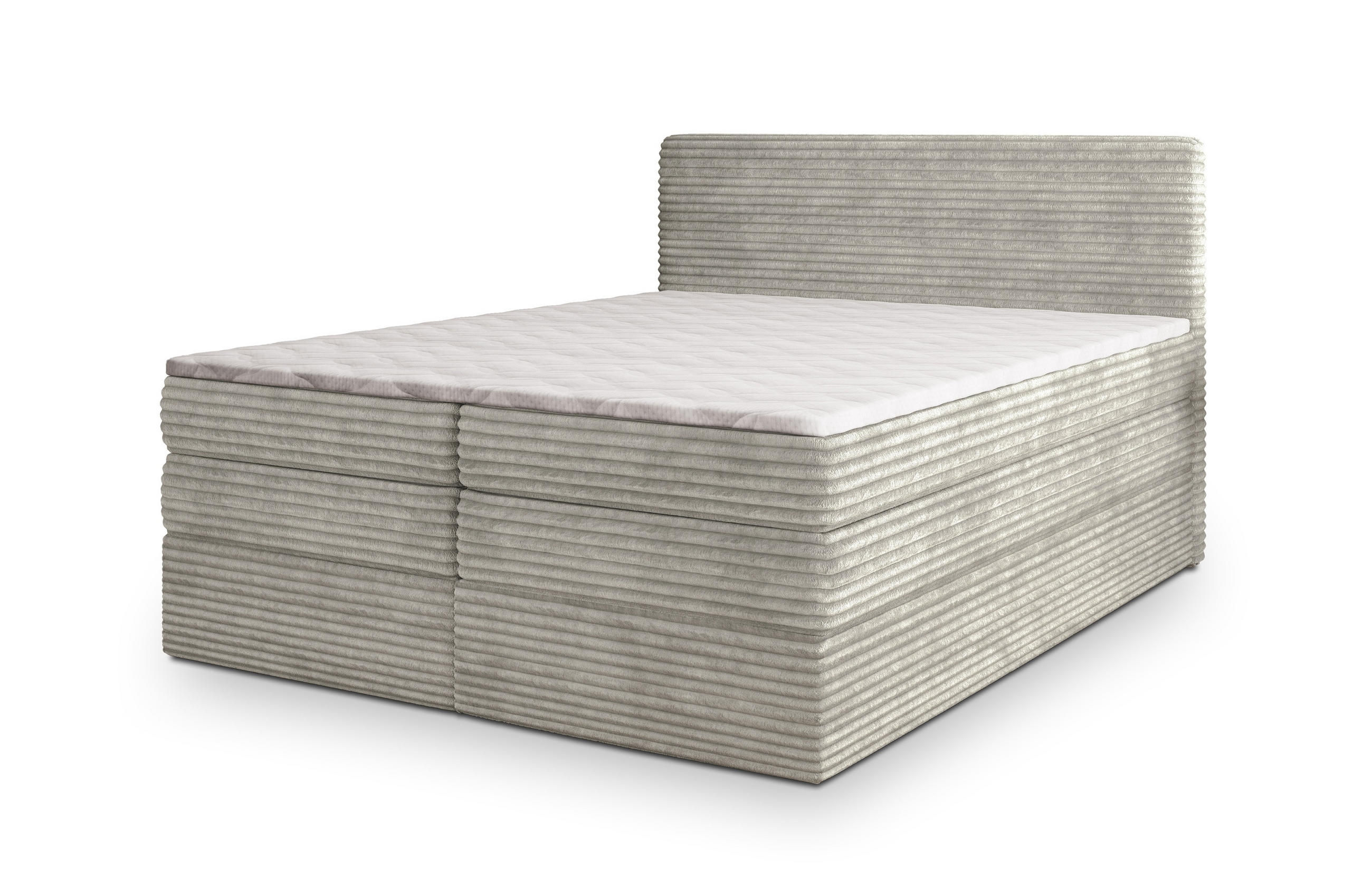 MASSENO POSTEL BOXSPRING LUNERA 160x200 cm, s matrací a úložným prostorem, světle šedá