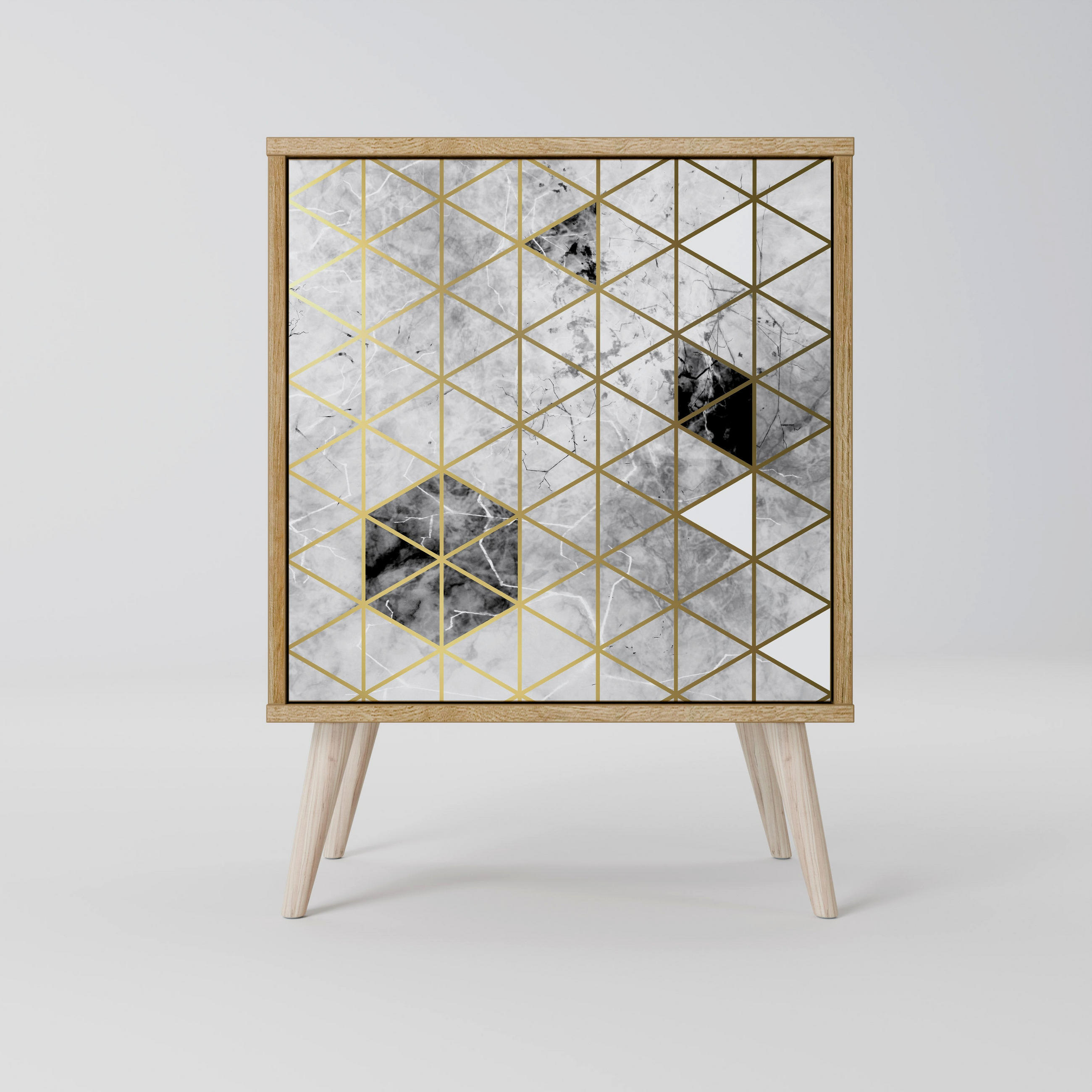 SIDEBOARD ASHEN ARIA, Eichefarben, 57,5x42x77,5 cm, Schräge Buchenholzfüße - Eichefarben/Buchefarben, Holzwerkstoff/Buchenholz (57.5/77.5/42cm) - SpaceRebels
