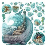 WANDAUFKLEBER 130x149cm - Leuchtturm - Multicolor, Kunststoff (130/149/0.1cm) - Wallfluent