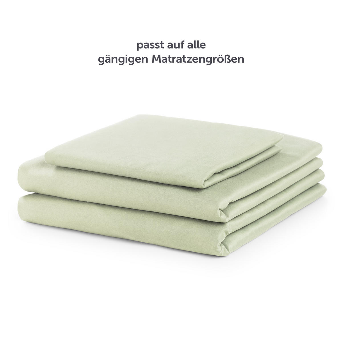 BETTLAKEN 3er Set - Spannbettlaken 90x190x30cm 1X Kissenbezug 50x80cm - Helles Olivgrün - Hellgrün, Textil (90/190cm)