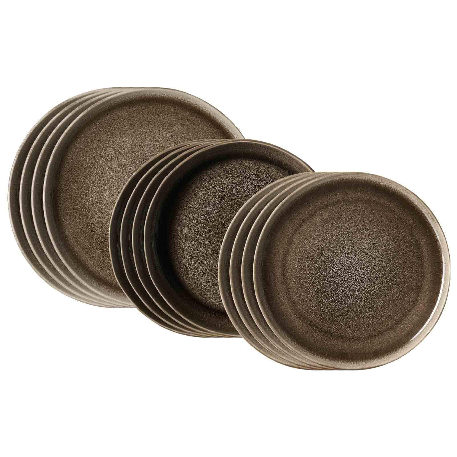 TELLER-SET Eda braun 12er Set - Braun, Keramik (1/1/1cm) - Ritzenhoff Breker