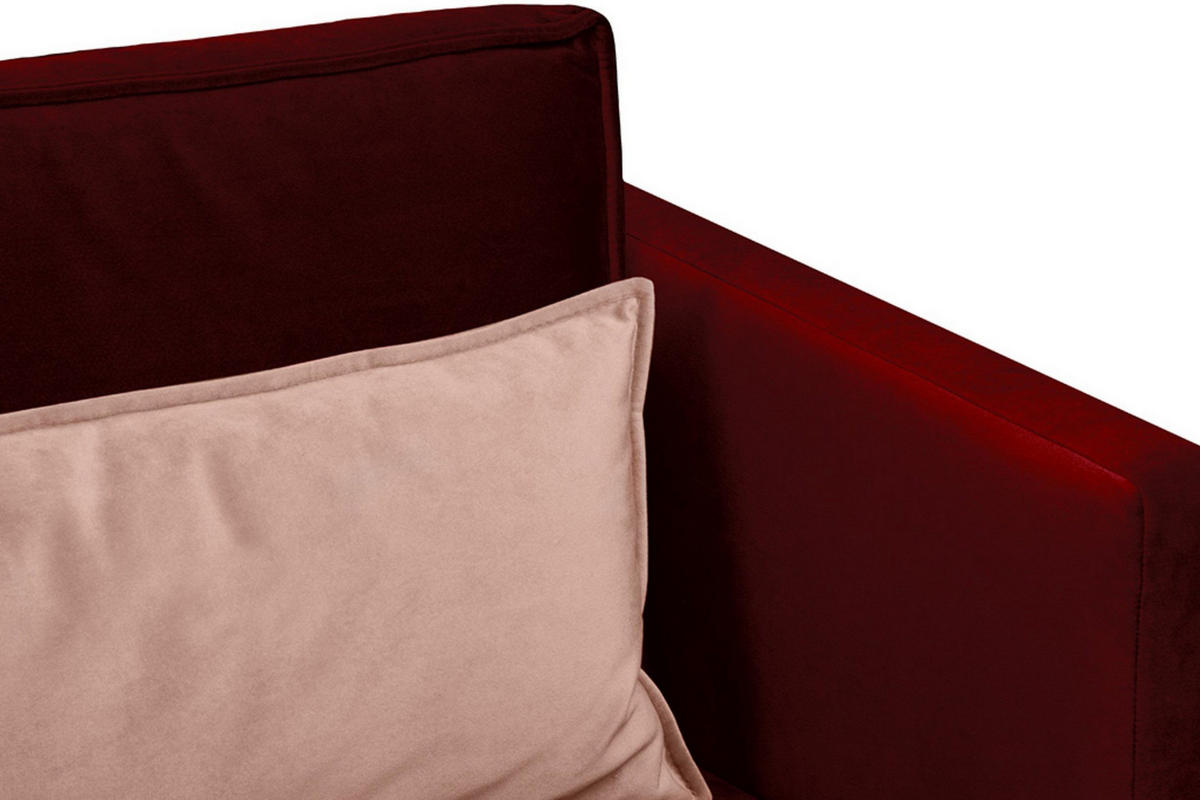 3-SITZER-SOFA GANZO 2 Kissen inklusive, Velours-Stoff, rot - Rot/Schwarz, Textil/Metall (193/84/92cm) - KONSIMO®