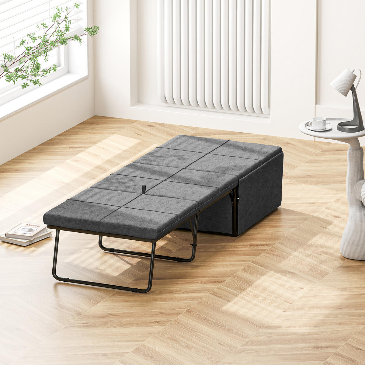 KLAPPBETT ca. 190x60 cm Gästebett mit 8cm Schaumstoff Matratze, faltbar Grau - Grau, Textil/Metall - HOMCOM