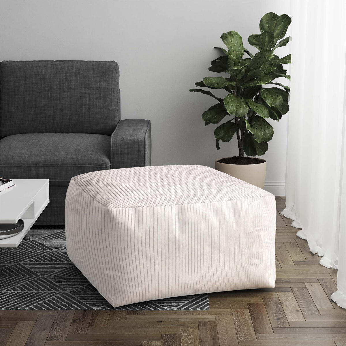 SITZSACK COMFORT White Dove - Weiß, Textil (70/40/70cm) - Dreamroots