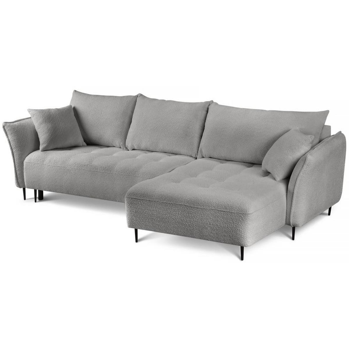 ECKSCHLAFSOFA Bari rechts grau - Schwarz/Grau, Textil (276/158cm) - Beautysofa