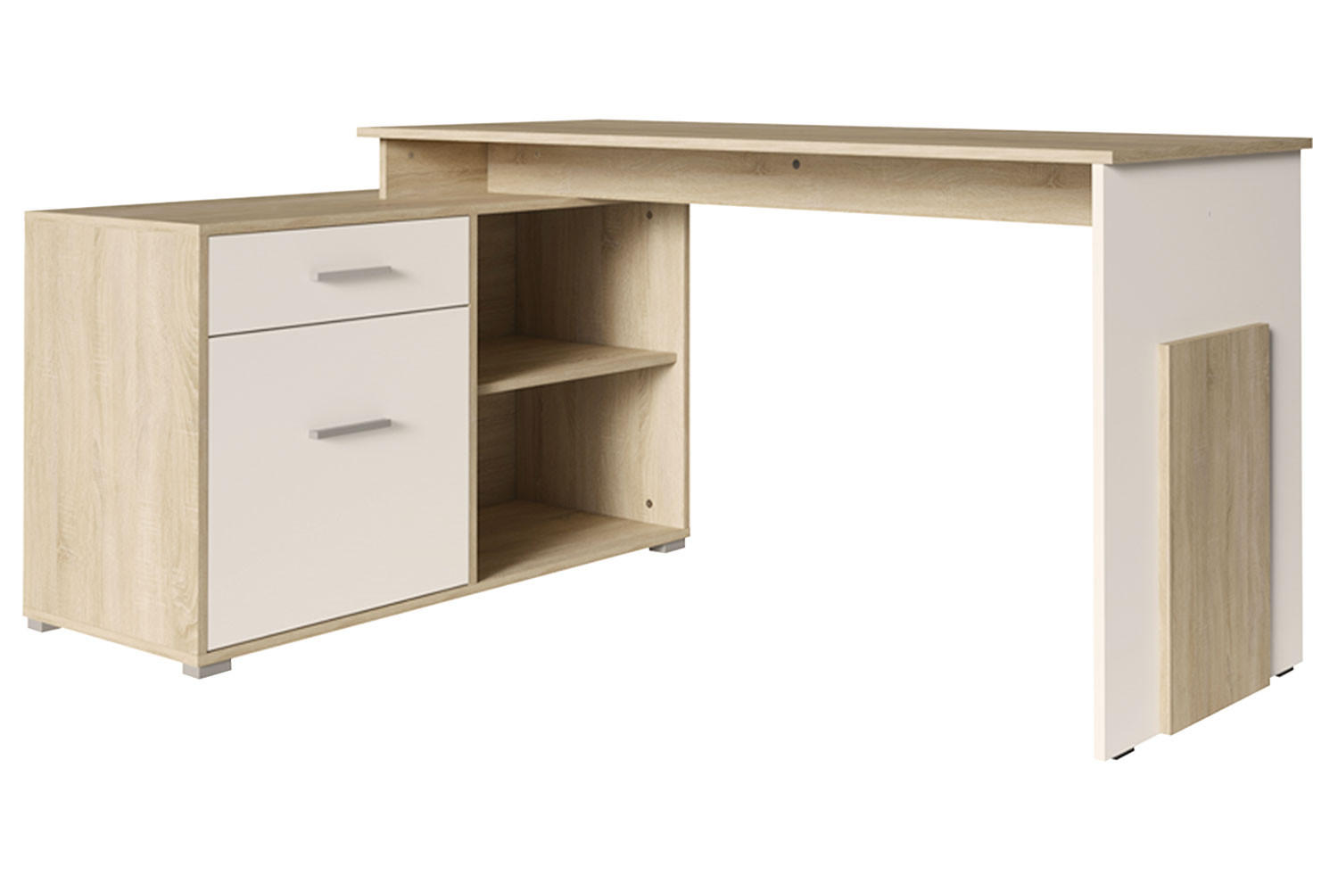 ECKSCHREIBTISCH Como Sonoma Eiche / weiß 168 cm / 110 cm / 76 cm - Weiß/Braun, Holz/Holzwerkstoff (110/168/76cm) - Feldmann-Wohnen
