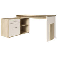ECKSCHREIBTISCH Como Sonoma Eiche / weiß 168 cm / 110 cm / 76 cm - Weiß/Braun, Holz/Holzwerkstoff (110/168/76cm) - Feldmann-Wohnen