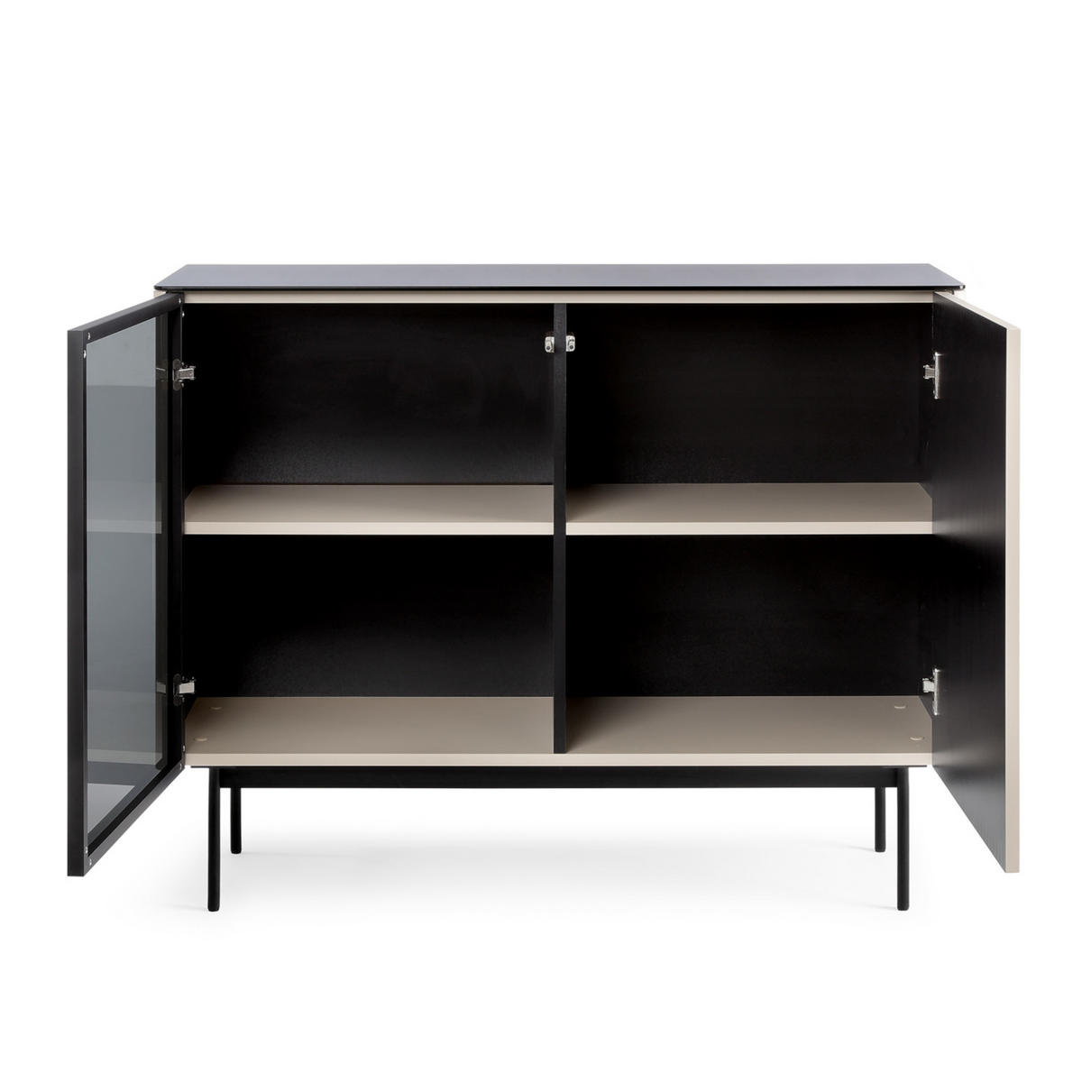 SIDEBOARD OLDEN KOM1 Glasplatte Kaschmir - Kaschmir, Glas/Holzwerkstoff (107/84/39cm) - Komodee