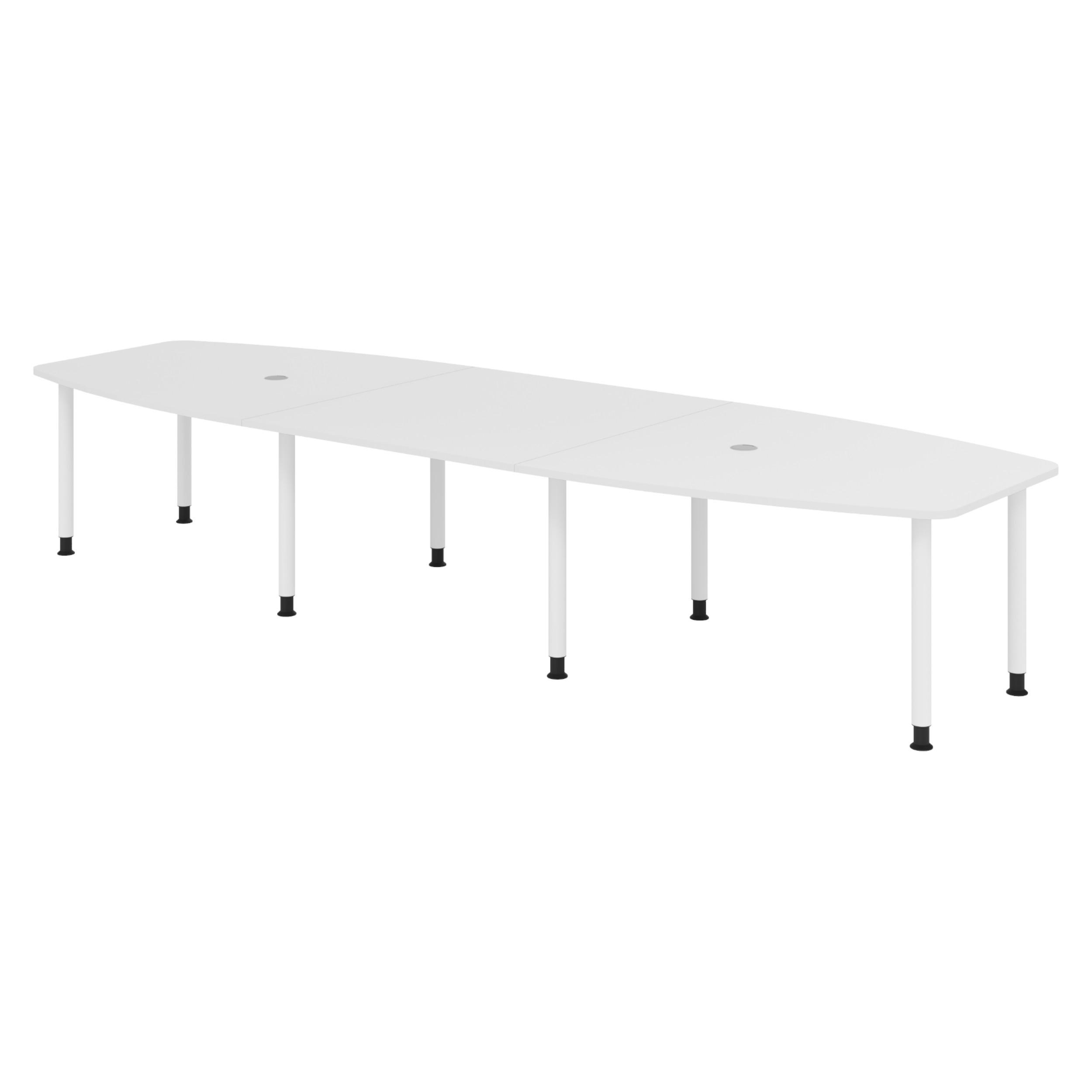 bümö Konferenztisch Weiß, Weiß 400x74x130 cm