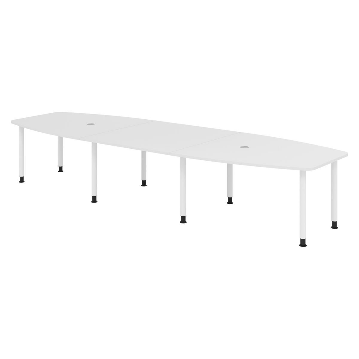 KONFERENZTISCH groß KT40 130/400/74 cm in Weiß/Füße in Weiß - Weiß, Holzwerkstoff (130/400/74cm) - bümö