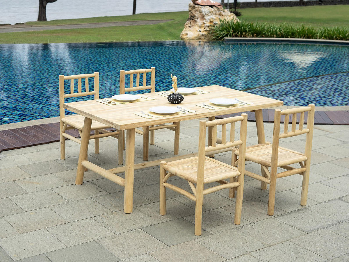 GARTENESSGRUPPE im Set - 4 Personen - Holz, Platte - Naturfarben Hell - - Naturfarben, Holz - Vente-Unique