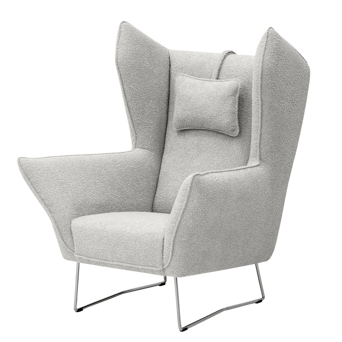 SESSEL - Chromfarben/Hellgrau, Textil/Metall (80/112/92cm) - home24