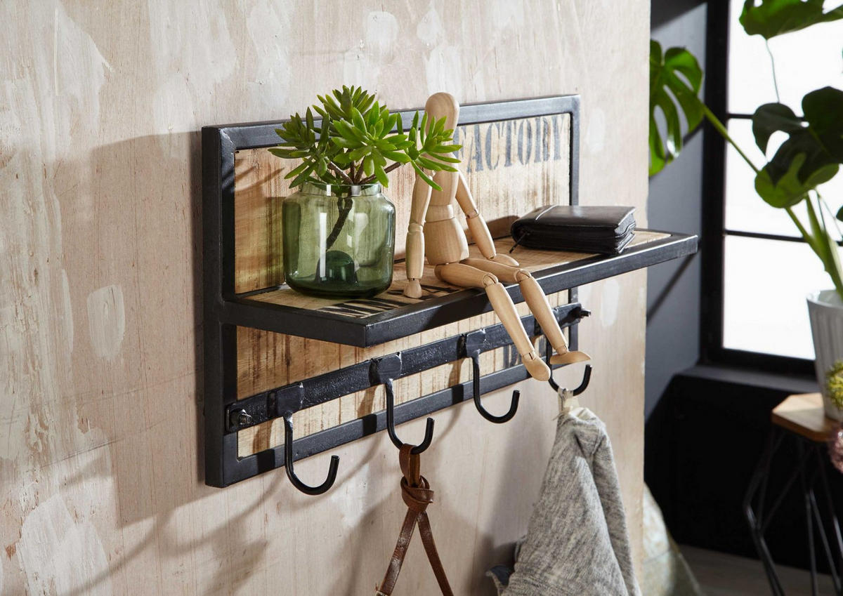WANDGARDEROBE Mango 61x14x31 bedruckt FACTORY #153 - Naturfarben, Holz (61/31/14cm) - Massivmoebel24