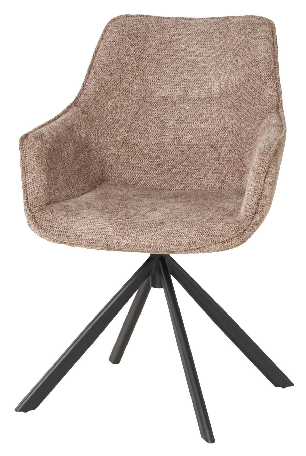 DININGSESSEL San Carlo - 4er Set - drehbar - hellbraun - Hellbraun/Hellgrau, Textil/Metall (57/87/68cm) - bene living