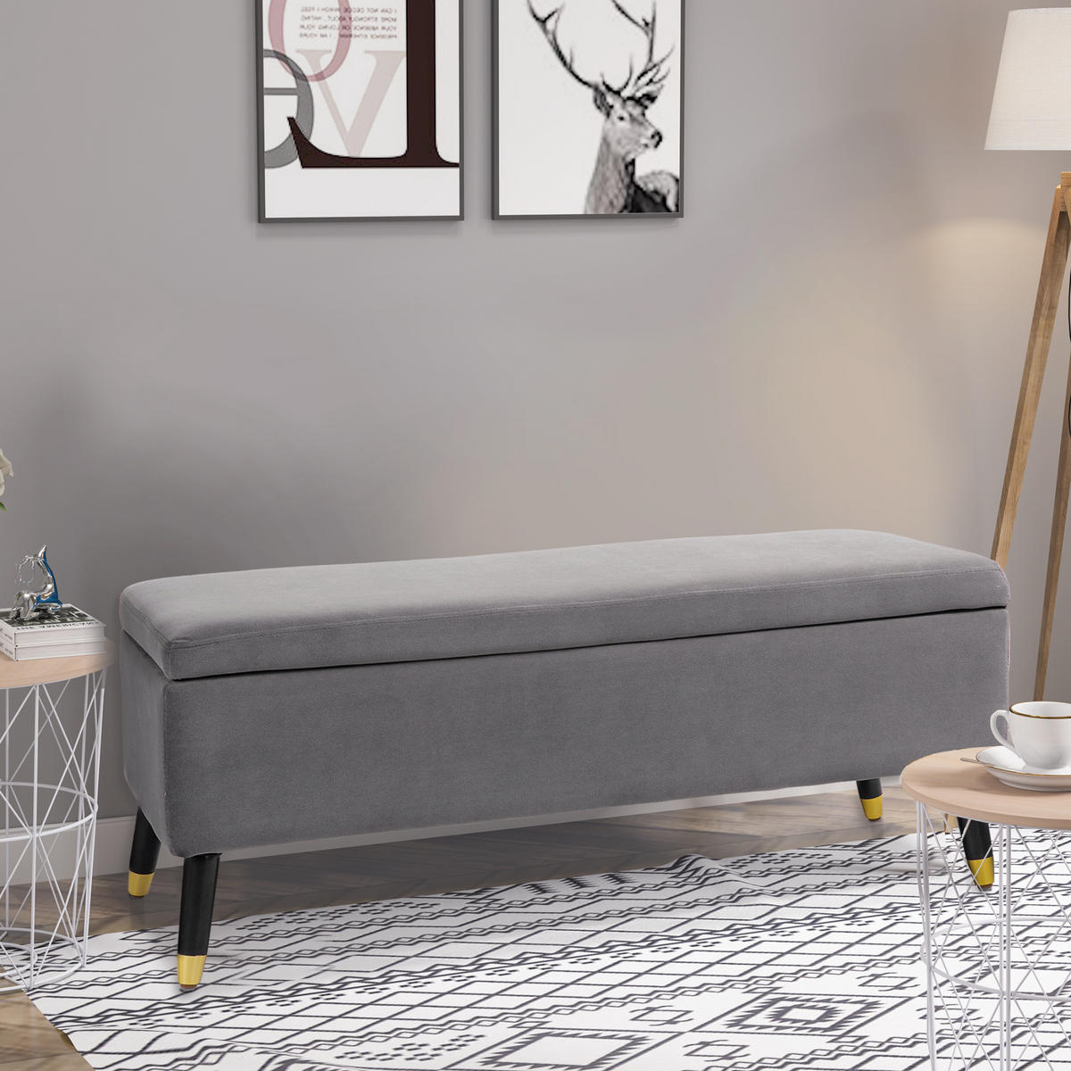 TRUHENBANK Kohlegrau - Dunkelgrau, Textil (43/45/110cm) - HOMCOM