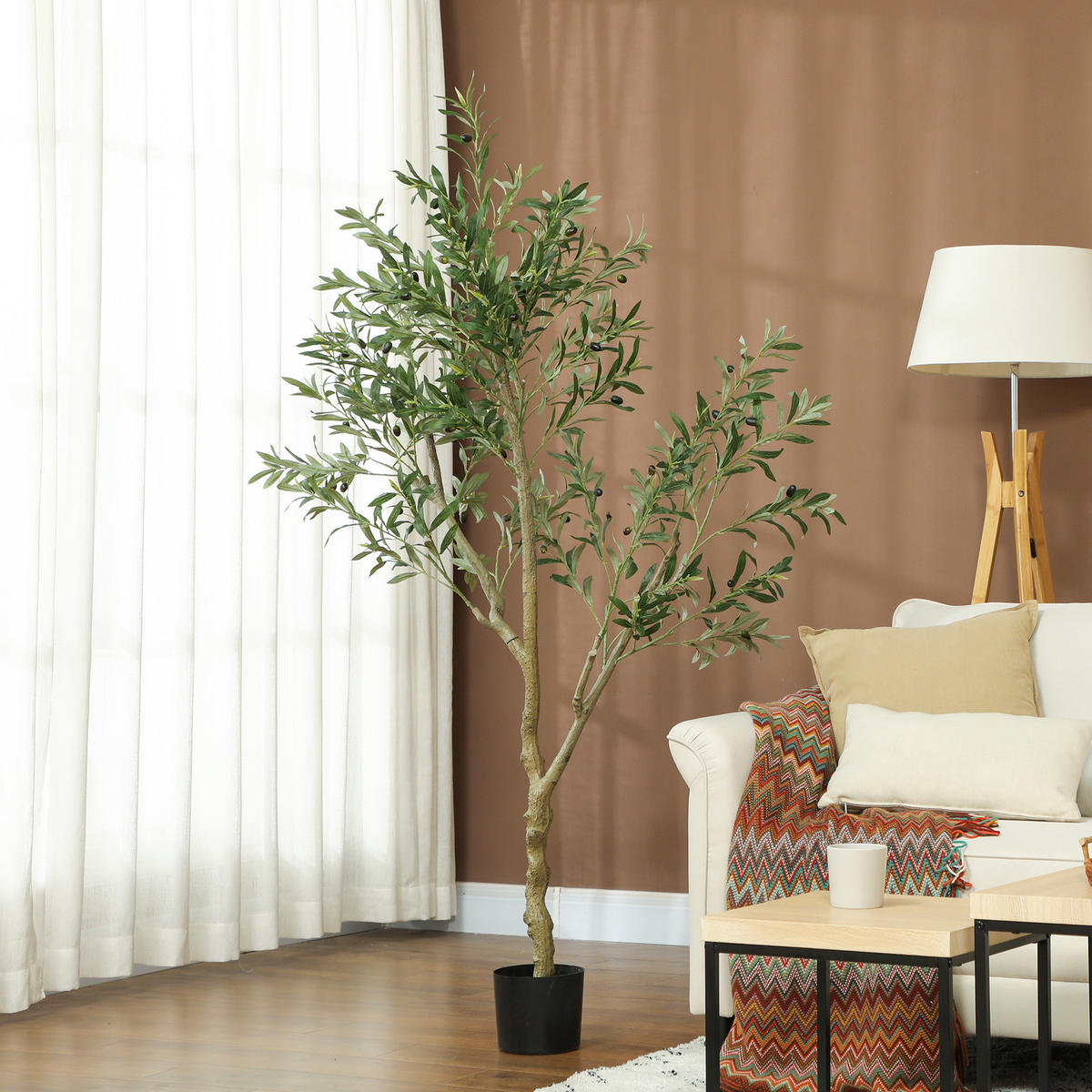 KÜNSTLICHER Olivenbaum groß 180 cm - Grün, Kunststoff (180cm) - HOMCOM