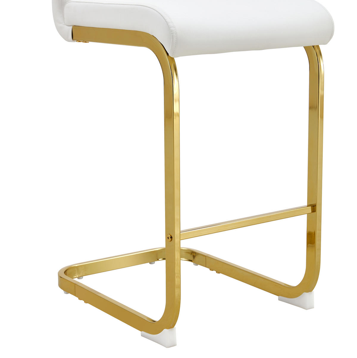 BARHOCKER 2er-Set 96,5 cm Metall/Kunstleder White+Gold - Weiß, Metall (46.5/96.5/39cm) - Meubliv
