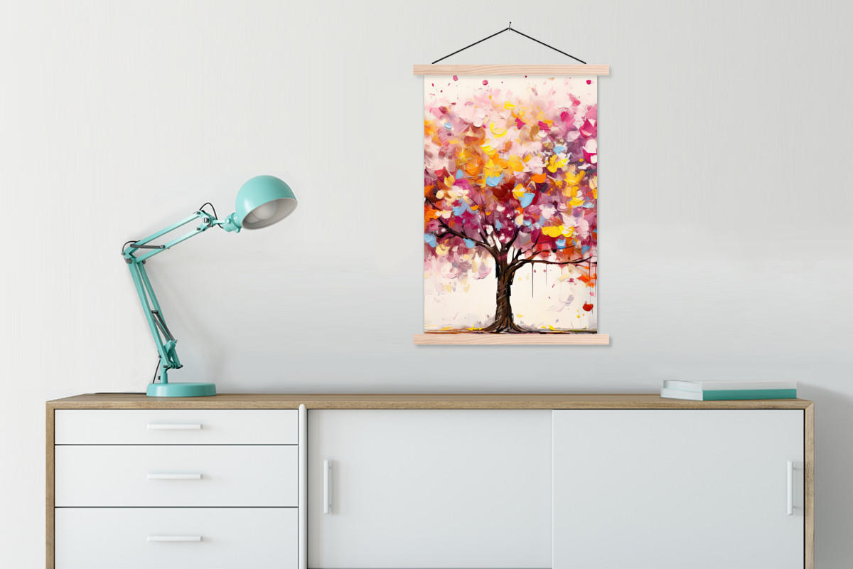 POSTER Aquarell - Baum - Kunst - Abstrakt 60x90 cm - Multicolor, Textil (60/90/0.15cm) - MuchoWow