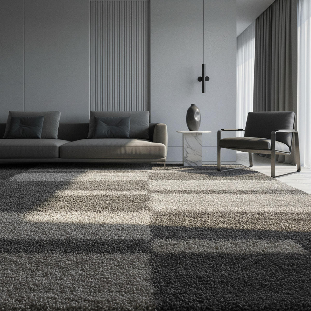 HOCHFLORTEPPICH Shaggy Kariert Kuschelig Waschbar Wohnzimmer Taupe 200x290 cm – WERFEN - Braun, Textil (200/290cm) - KADIMA DESIGN