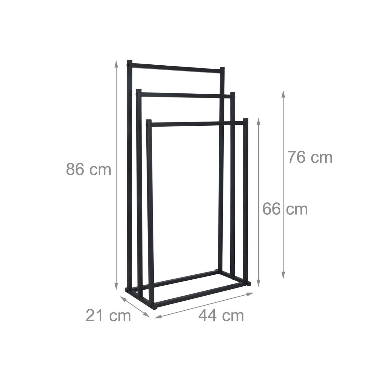 HANDTUCHHALTER - Schwarz, Metall (44/86/21cm) - Relaxdays