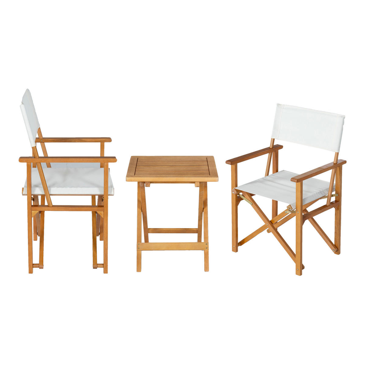 BISTRO-SET 3 TLG. Capistrello - Naturfarben/Weiß, Holz/Textil - casa.pro