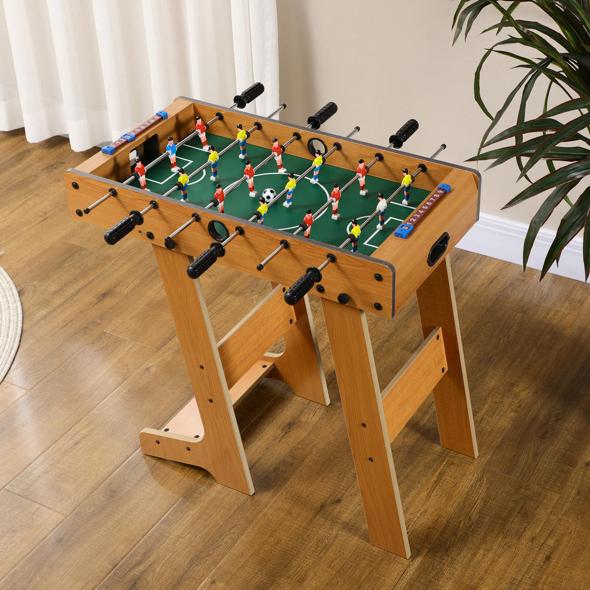 TISCHFUSBALL DE-18852 mit 18 Spielern & 2 Bällen - Naturfarben, Holzwerkstoff (37/69cm) - ComfortXL