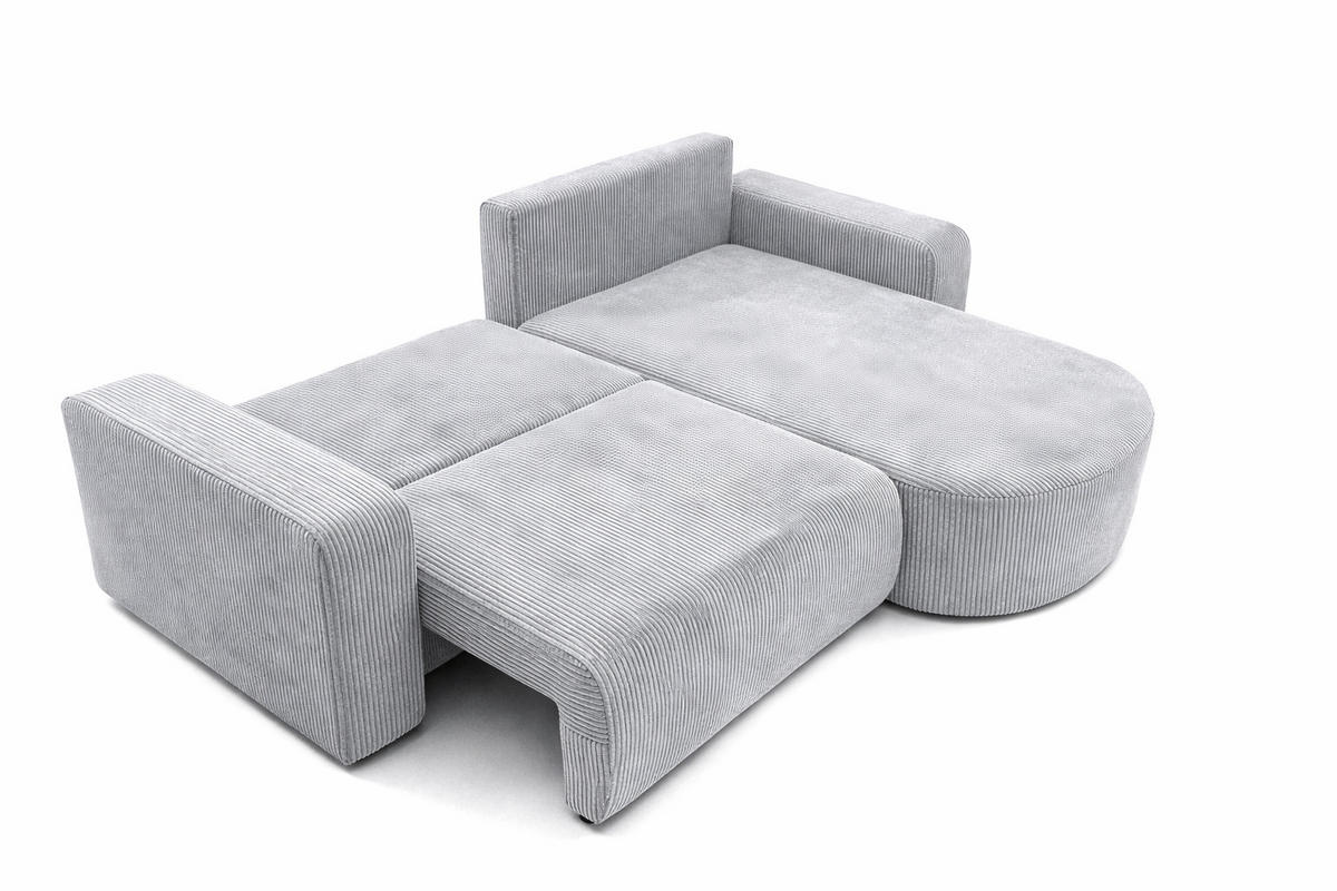 ECKSOFA Mit Schlaffunktion, Cordstoff Poso, Hellgrau, Rechts, ROUND ONE - Hellgrau, Holz (244/175cm) - Kaiser Möbel