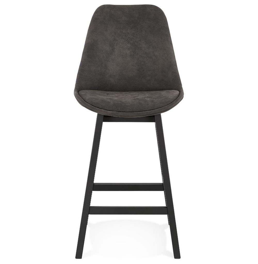 BARHOCKER Mikrofaser Massivholzbeine Sitzhöhe 66cm Skandi-Stil NIXARA MINI, Anthrazit-Schwarz 48x56x103 cm - Anthrazit/Schwarz, Eichenholz/Textil (48/103/56cm) - KADIMA DESIGN