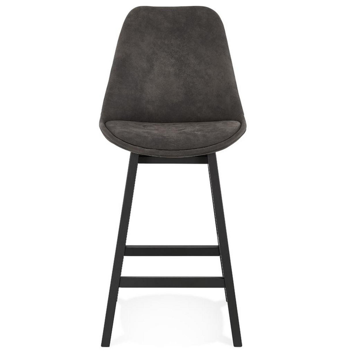 BARHOCKER Mikrofaser Massivholzbeine Sitzhöhe 66cm Skandi-Stil NIXARA MINI, Anthrazit-Schwarz 48x56x103 cm - Anthrazit/Schwarz, Eichenholz/Textil (48/103/56cm) - KADIMA DESIGN
