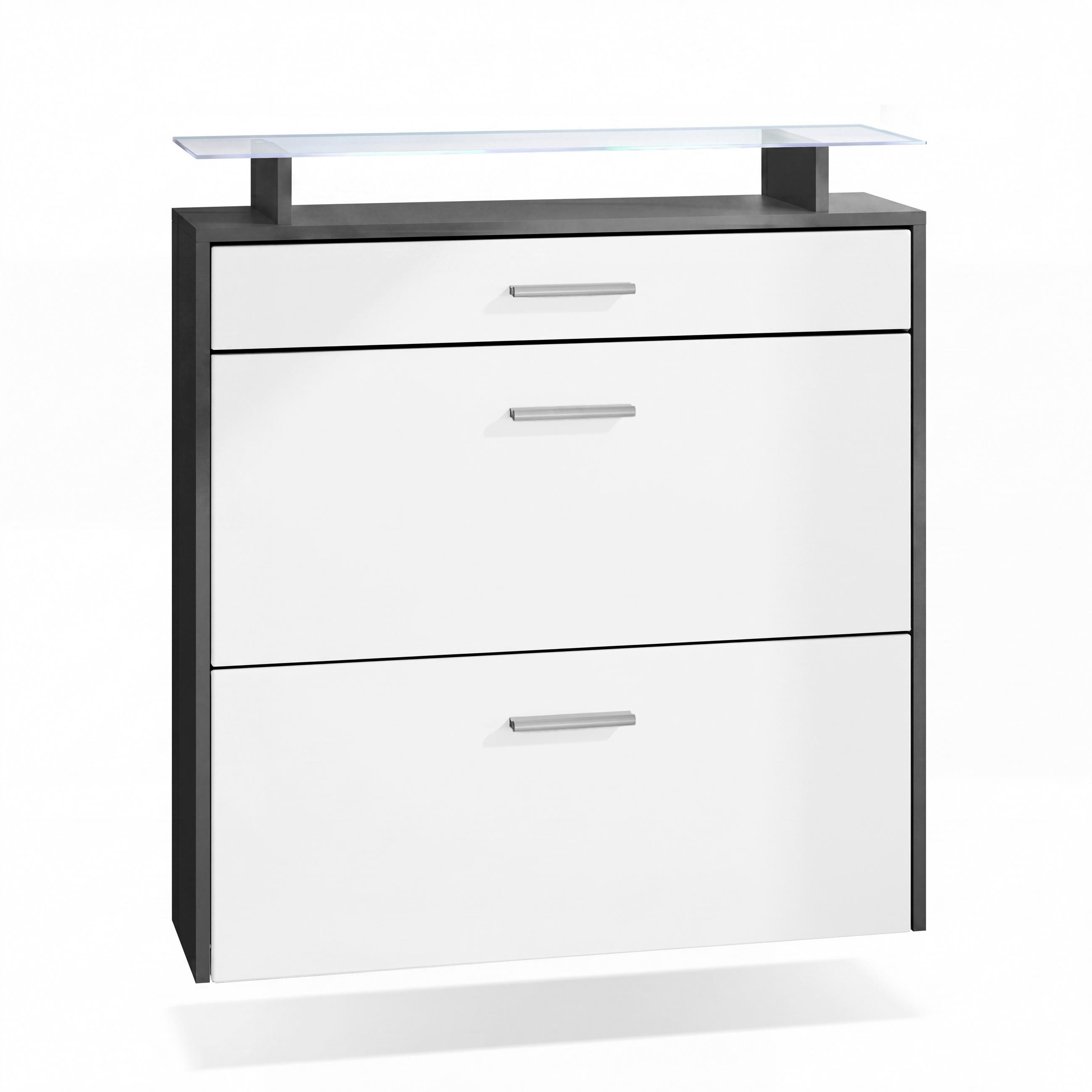 Vladon Schuhschrank Weiß 89x96x23 cm