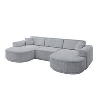 WOHNLANDSCHAFT MARI-U1-v3 - 303x171x83 cm Grau Velours - Schwarz/Grau, Holzwerkstoff/Kunststoff (303/83/171cm) - ALTDECOR