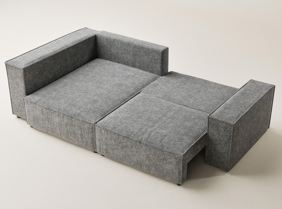 ECKSOFA MIT SCHLAFFUNKTION Tonga Grau Chenille-Stoff - Schwarz/Grau, Holz/Holzwerkstoff (105/253cm) - Maison de Reve