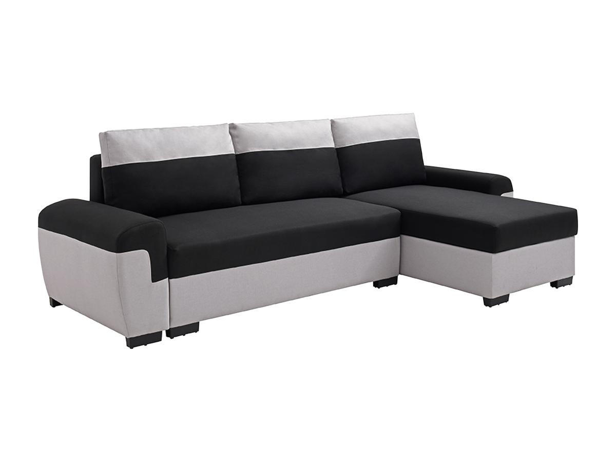 ECKSOFA mit Schlaffunktion - Ecke wechselbar - Stoff - Schwarz & Hellgrau - GABY II - Schwarz, Textil (145/264cm) - Vente-Unique