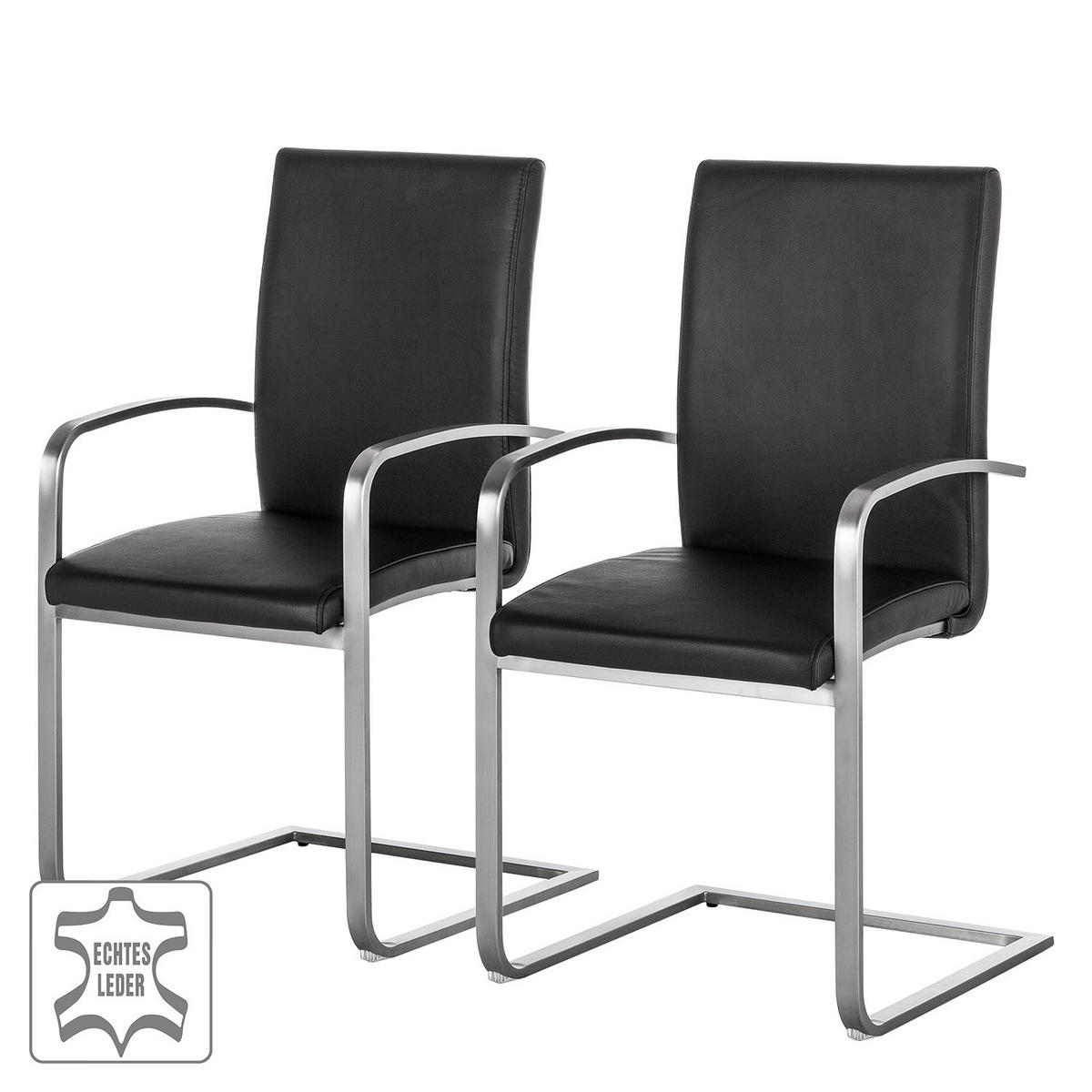 FREISCHWINGER - Edelstahlfarben/Schwarz, Leder/Metall (51/98/58cm) - home24
