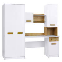 KLEIDERSCHRANK SCHREIBTISCH GRANT MINI WEIß+RIVIERA EICHE 200/195/54 - Weiß, Holzwerkstoff (200/195/54cm) - Marmex Möbel