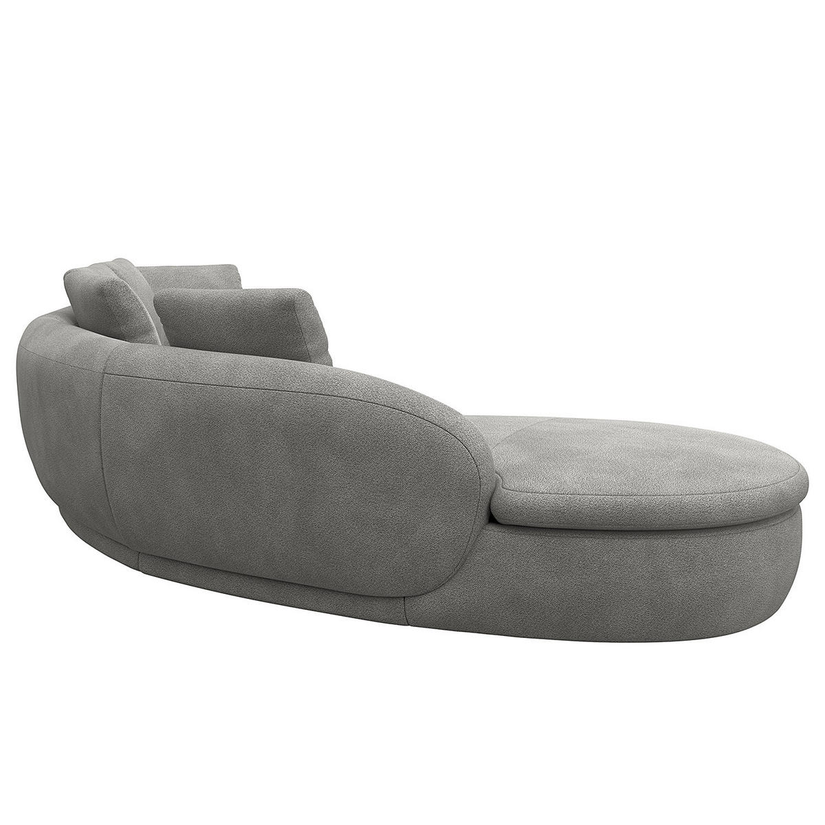 ECKSOFA mit Rundecke - Schwarz/Grau, Kunststoff/Textil (340/225cm) - home24