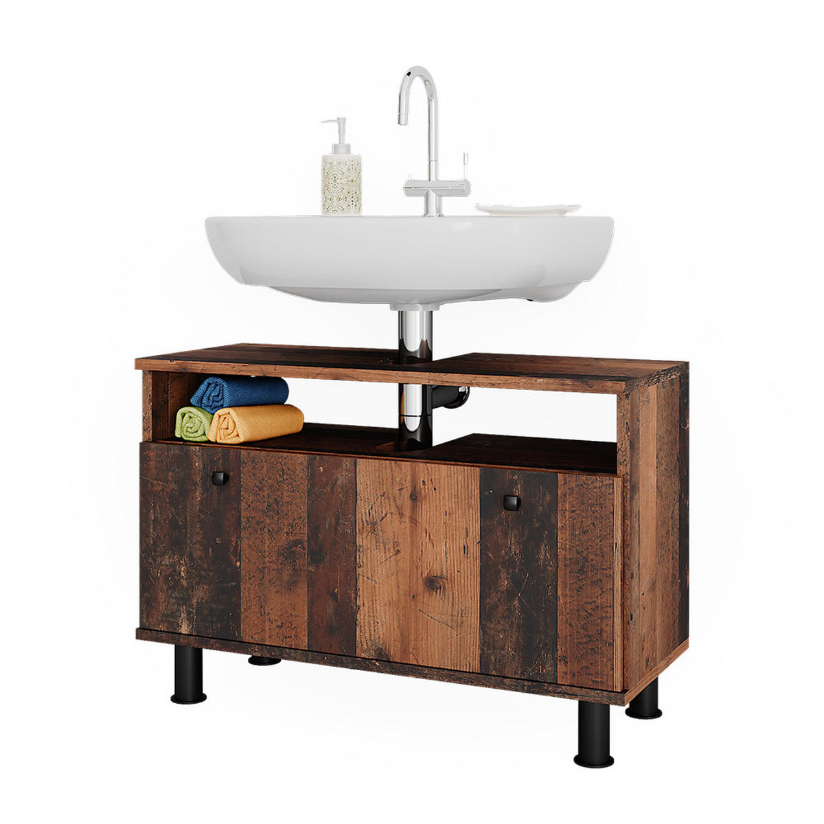 WASCHBECKENUNTERSCHRANK Fynn Oldstyle 80.2 x 54 cm mit Schublade - Braun, Holzwerkstoff (80.2/54/32cm) - Vicco