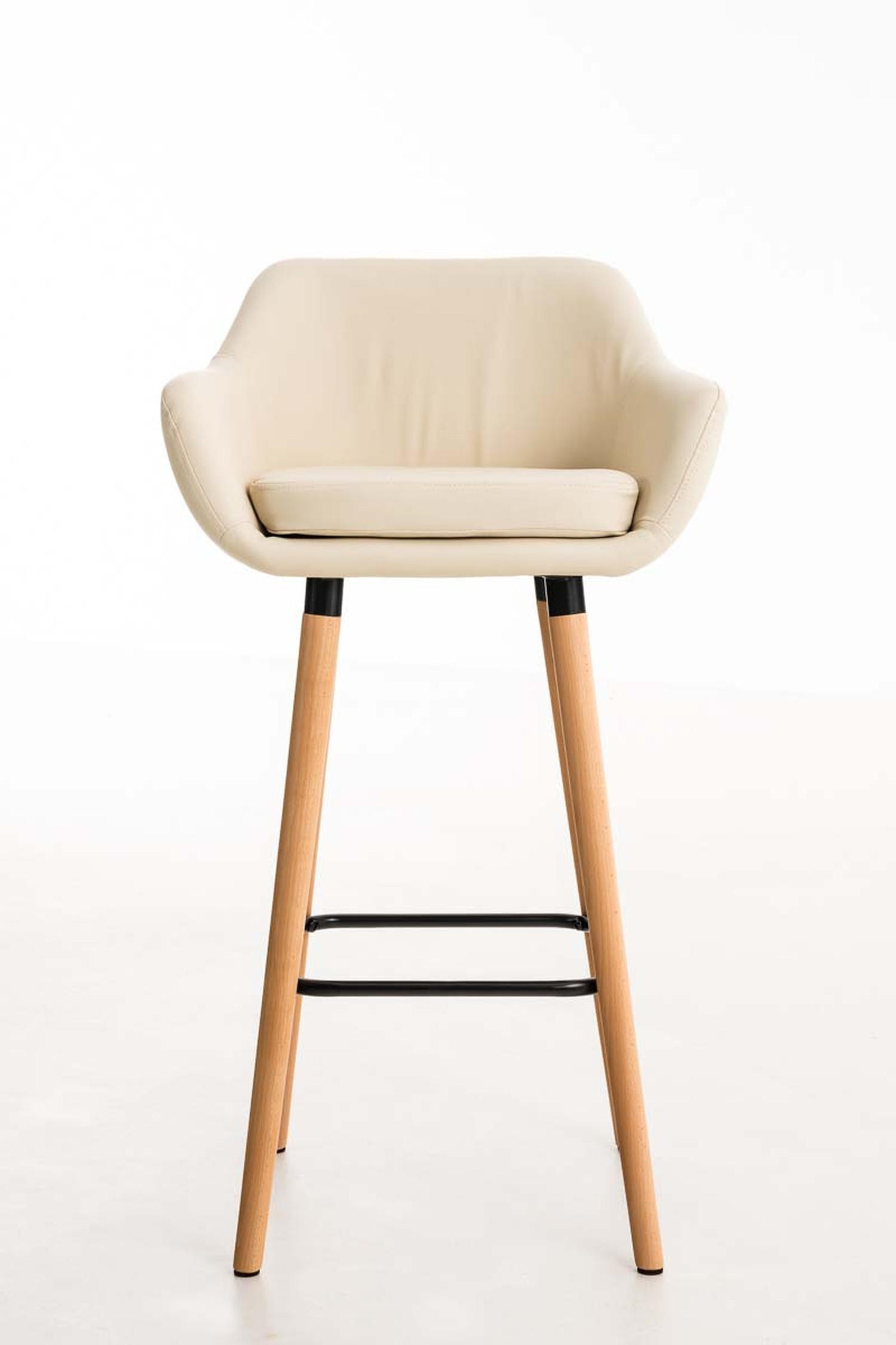 BARHOCKER Grande, Gestell Holz, Kunstleder Creme - Creme/Braun, Holz/Kunststoff (55/99/46cm) - TPFLiving
