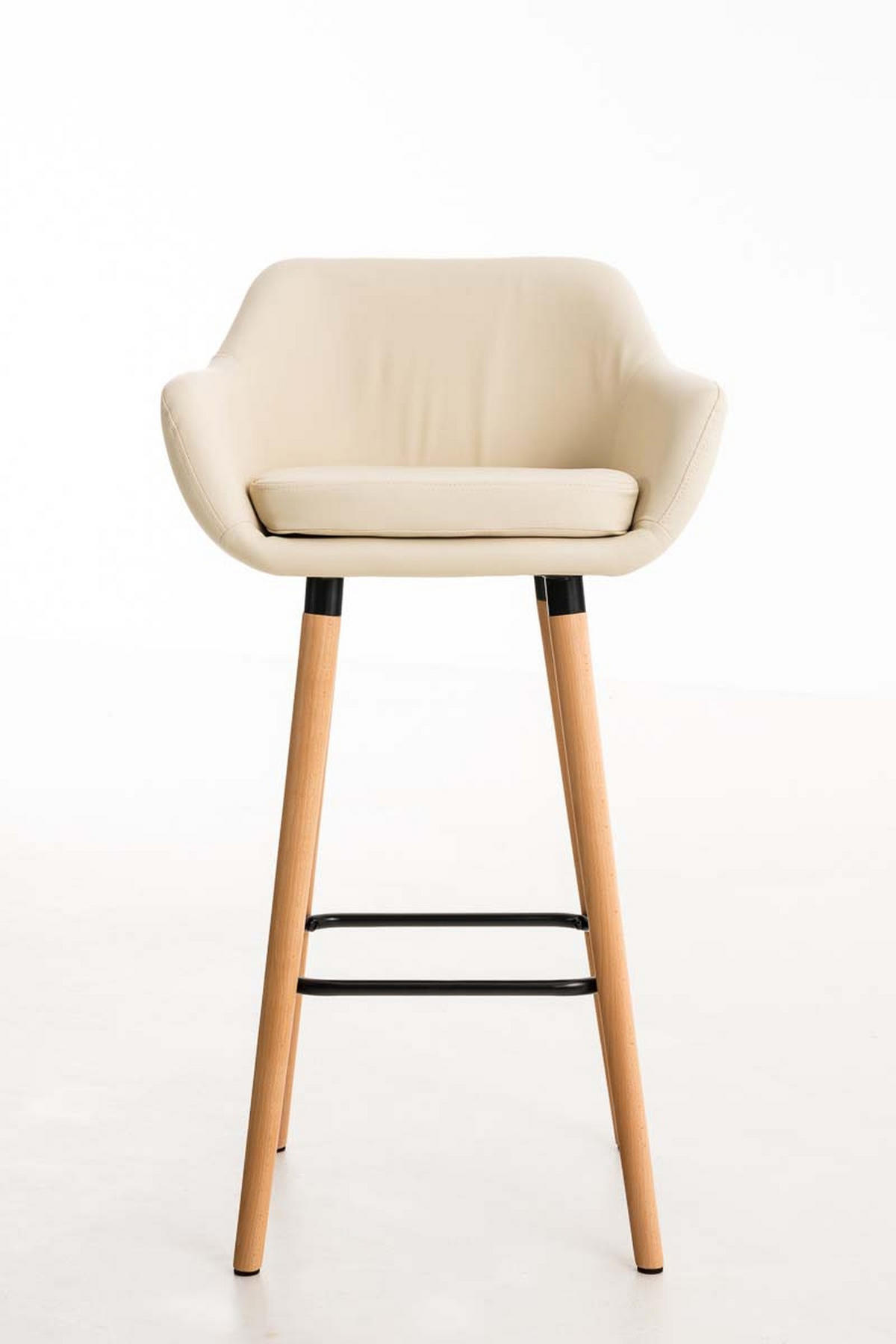 BARHOCKER Grande, 2er Set, Gestell Holz, Kunstleder Creme - Creme/Braun, Holz/Kunststoff (55/99/46cm) - TPFLiving