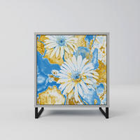 SIDEBOARD DAISY LUXE, Grau, 57,5x42x67,5 cm, Schwarze Metall-Rahmenfüße - Multicolor/Schwarz, Holzwerkstoff/Metall (57.5/67.5/42cm) - SpaceRebels