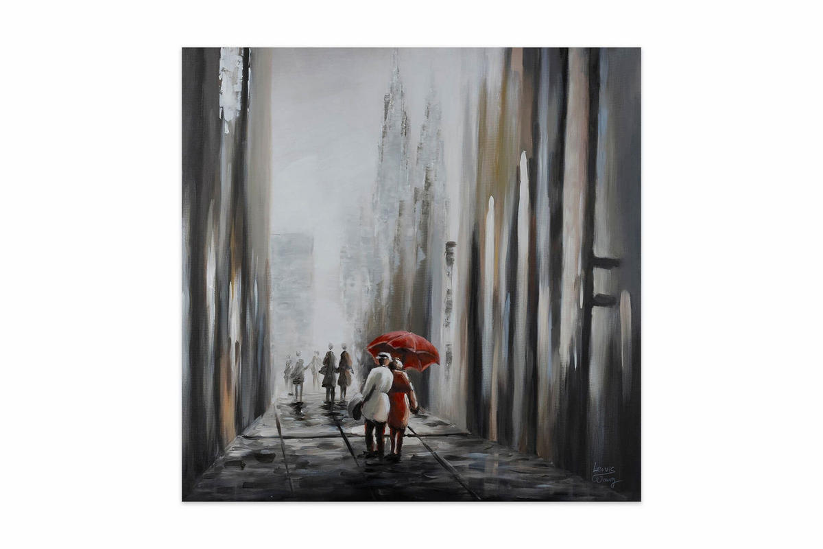 ÖLGEMÄLDE 80/80 cm - Schwarz/Grau, Holz/Textil (1.6/80cm) - KUNSTLOFT